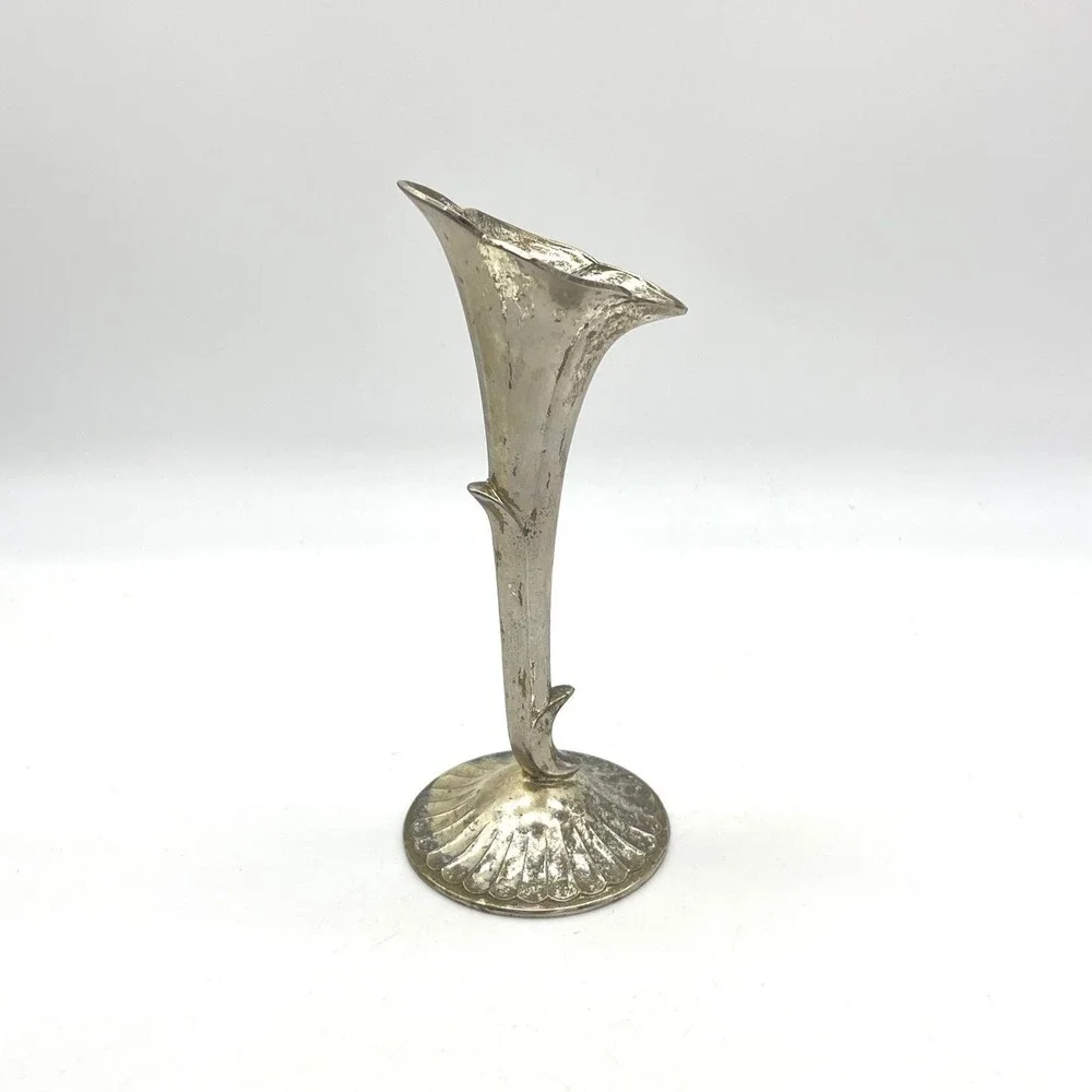Vintage Raimond Silver Plate Calla Lily Bud Vase 7 Inch Japan Fluted Base